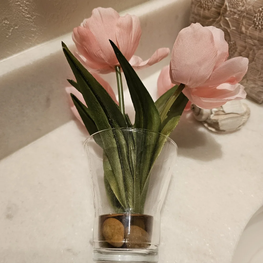 Pink Floral Spring Vase | Faux Peony Bouquet | Cottagecore Home Decor